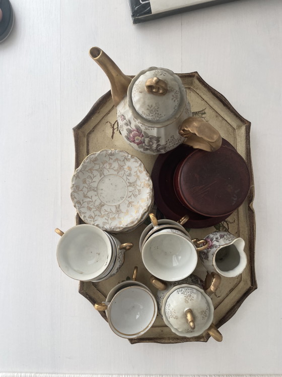 Image 1 of Vintage tea set with gold details and floral motif