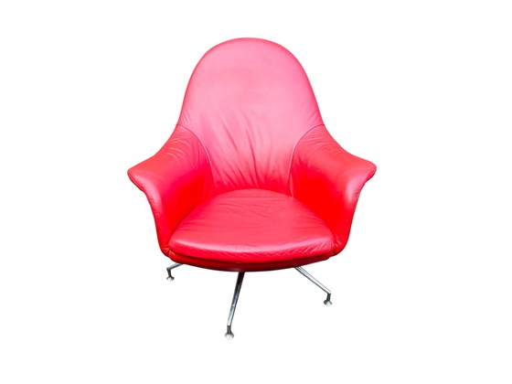 Image 1 of Sgabello vintage in rode Topform jaren 70-80 | leren draai fauteuil della metà del secolo