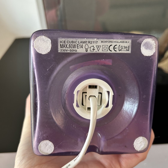 Image 1 of Lampada da tavolo vintage Jan des Bouvrie 'Ice Cubic' – Viola satinato
