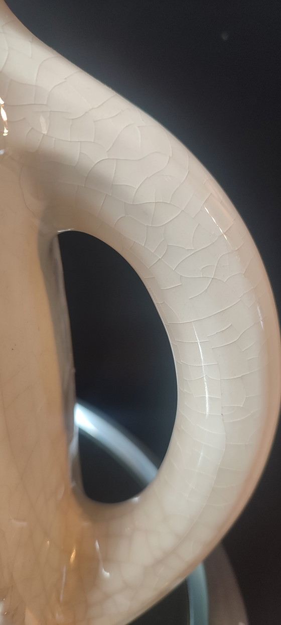 Image 1 of Pitcher, vintage crackled ceramic vase