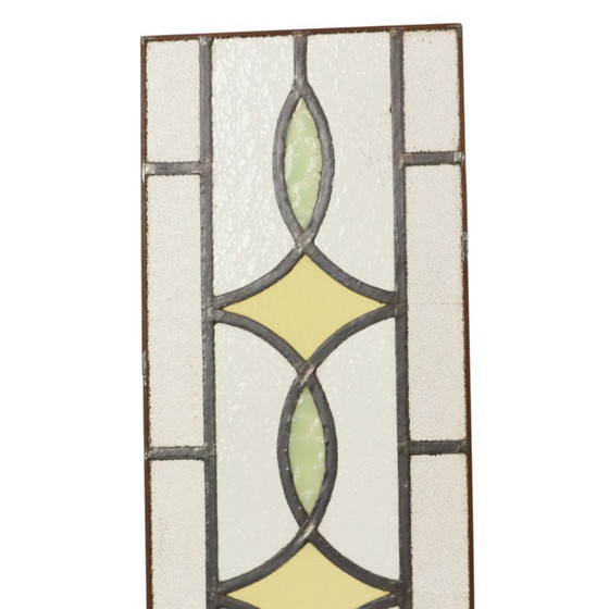 Art Deco Glasraam Glas in Lood Geometrisch 85x24cm – Decoratieve objecten, Vintage (photo 4 of 18)