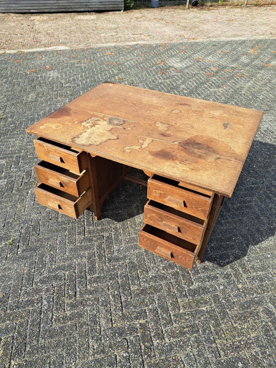 Scrivania doppia vintage in legno con cassetti originali – Scrivanie, Wood (photo 7 of 8)