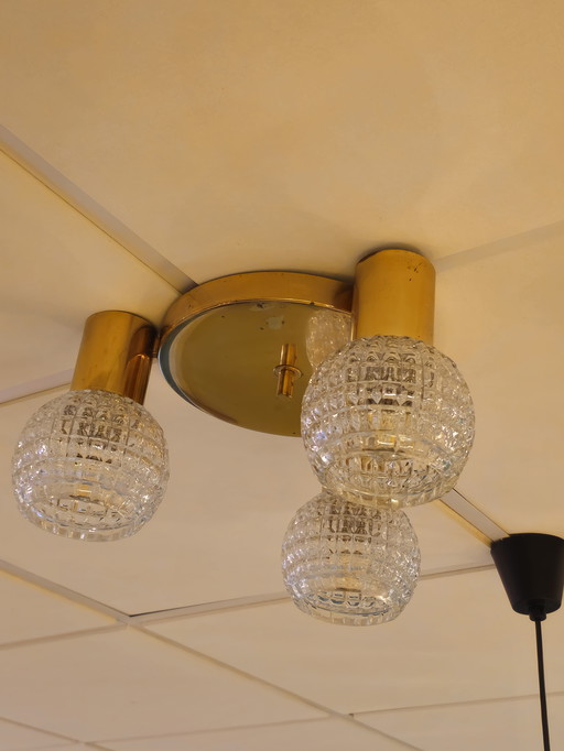 Vintage Brass Ceiling Light Ceiling Lamp Glass Limburg