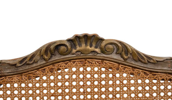 Pair of Gold and Green Painted Louis XV Style Cane Side Chairs – Dining chairs (photo 40 of 40)