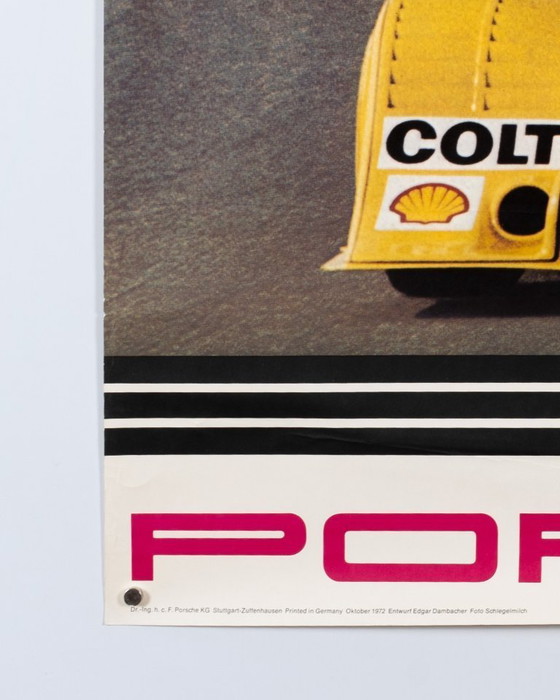 Image 1 of Porsche Interserie 1972 Gesamtklassement – Original Vintage Porsche Poster by Edgar Dambacher – Mid-Century Modern – 102x76 cm
