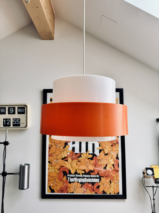 Uno & Östen Kristiansson for Luxus Vintage Pendant Light 'Cylindus' Sweden 1970s | Mid Century Modern Ceiling Lamp