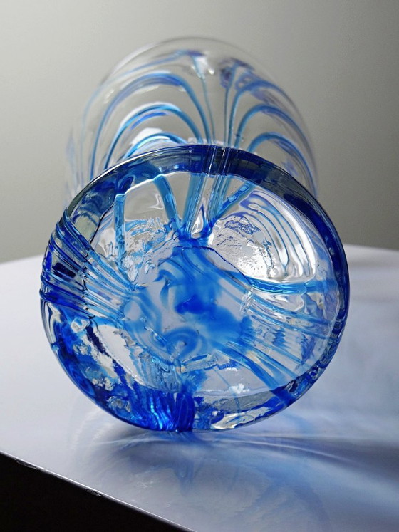 Image 1 of Large blue and transparent Murano blown glass vase, Italy, 1960s-70s