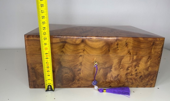 Luxueuse et grande boîte à bijoux XXL / coffret de rangement en racine de bois de thuya, dimensions 30x20x (photo 16 of 16)