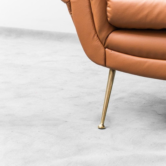 Image 1 of ECO-LEREN FAUTEUIL GIGI RADICE MINOTTI 1950 VINTAGE MODERN ANTIEK