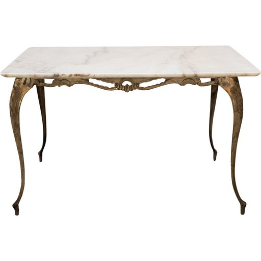 Vintage salontafel met messing frame en onyx blad, 1960-1970