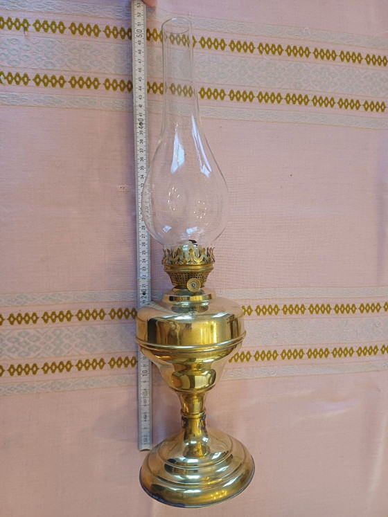 Lampada a petrolio antica in ottone, Lempereur & Bernard, Oggetti decorativi, Rame, Giallo (foto 3 di 10)