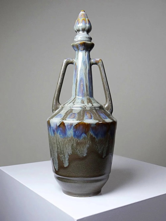 Bottiglia vintage in gres con smalto fiammato, Francia . – Bicchieri e caraffe, Porcellana, Sughero (photo 12 of 14)