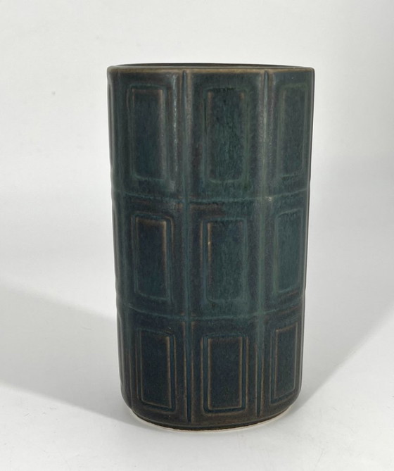 Image 1 of Mid-Century Relief stoneware vase by Göran Bäck for Arabia Finland, 1963