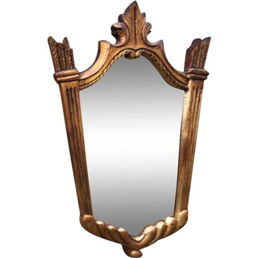 Miroir vintage en bois sculpté et doré, 1950