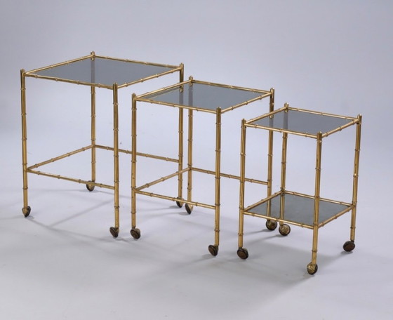 Image 1 of Vintage brass nesting table 