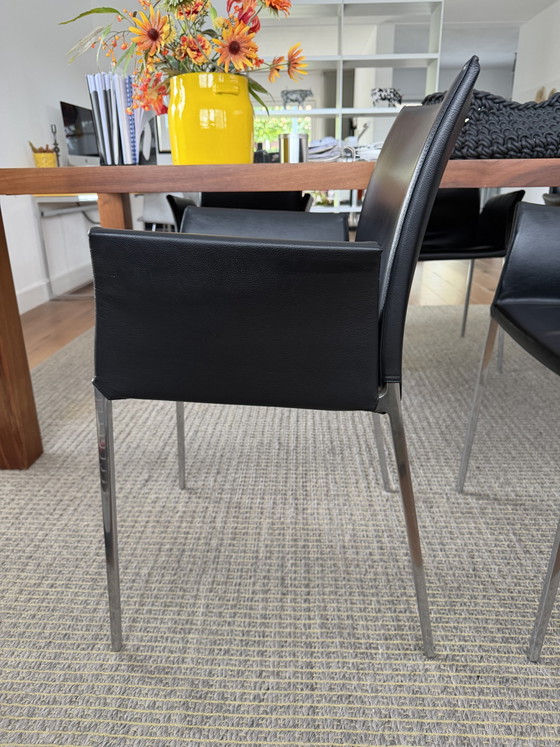 6x Zanotti Lia eetkamerstoelen met armleuning zwart – Zanotta, Leather, Metal (photo 11 of 15)