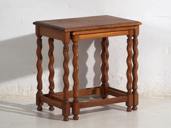 Zweedse eiken nesttafels (ca. 1900) #128 – Bijzettafels, Scandinavian (photo 8 of 40)