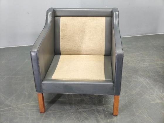 Image 1 of Paar leren loungestoelen van Børge Mogensen voor Fredericia, jaren 70