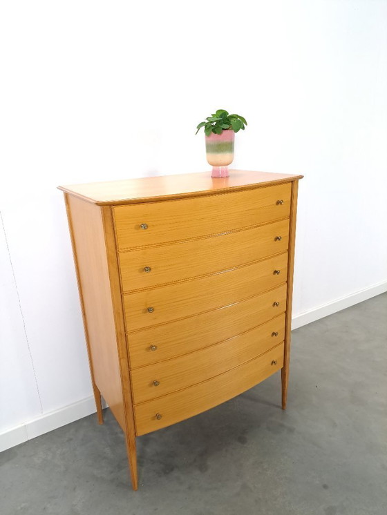 Image 1 of Cassettiera alta curva di metà secolo con 6 cassetti