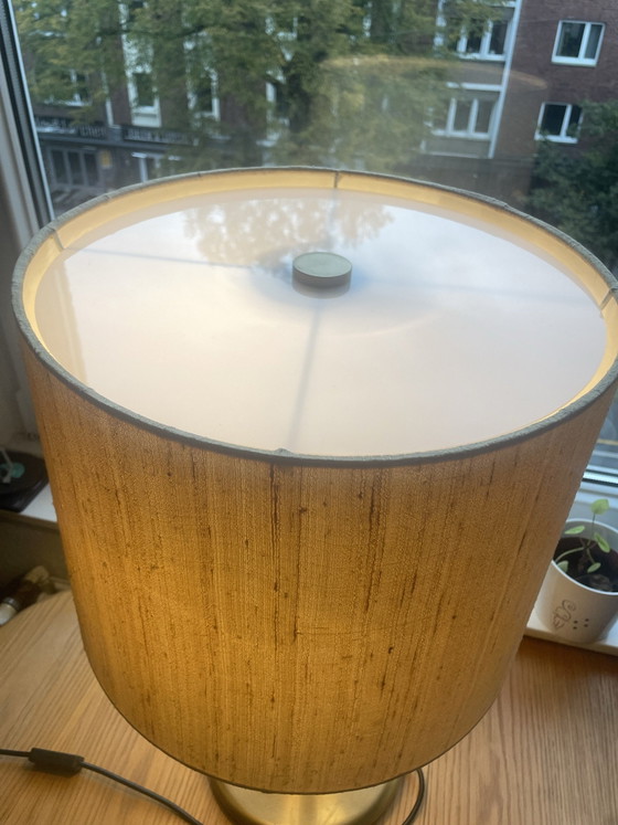 Pair of original Cosack Table lamps (1970s) Vinatge Mid Century, Brass & Textile, Silk, Creme (photo 2 of 9)