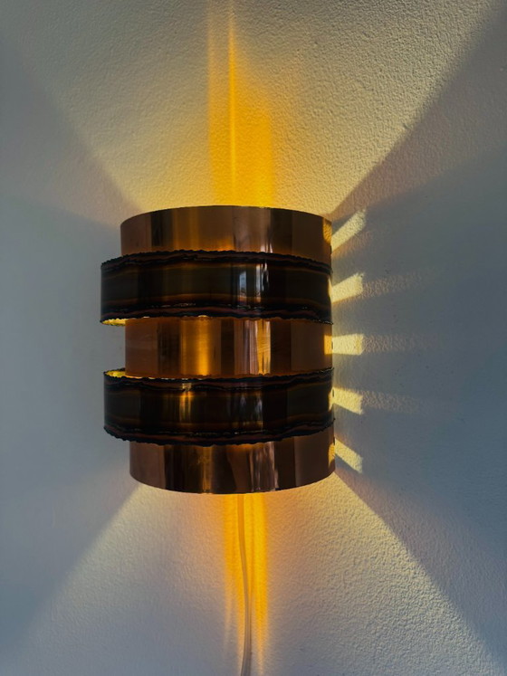 Brutalist Layered Wall Light By Svend Aage Holm-Sørensen For Holm-Sørensen & Co, Denmark, 1960s – Brass (photo 5 of 6)