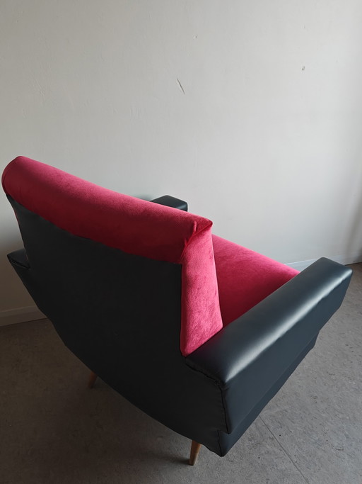 Set aus 2 Vintage-Cocktailsesseln – Mid-Century Modern (Roter Samt) – fauteuils, Velvet, Skai (photo 2 of 5)
