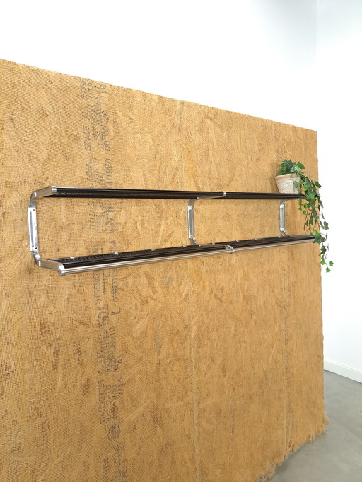 Wide Metal Black Coat Stand From Sweden With Shelves and Hooks No. 4