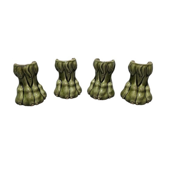Image 1 of Antique green glazed earthenware lion paws, 19th century