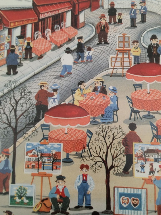 Litografia incorniciata Montmartre - Bin Kashiwa (, Arte, Vetro, Carta, Marrone (foto 10 di 10)