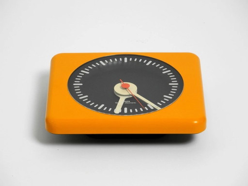 Space Age KRUPS Quartz Electronic Yellow Modernist Wall Clock Mid Century Modern Kitchen Clock Retro Vintage, Germany 1970s