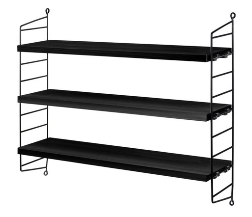 String Furniture Pocket Wandkast Zwart/Gebeitst Essen