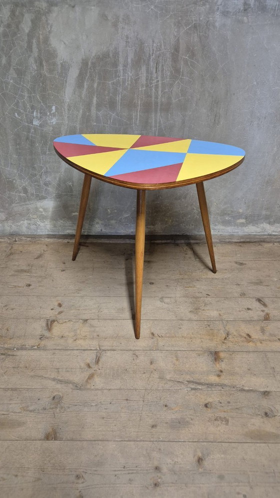 Image 1 of Czechoslovak Brussels Style Oak and Colored Umakart Table, 1950s