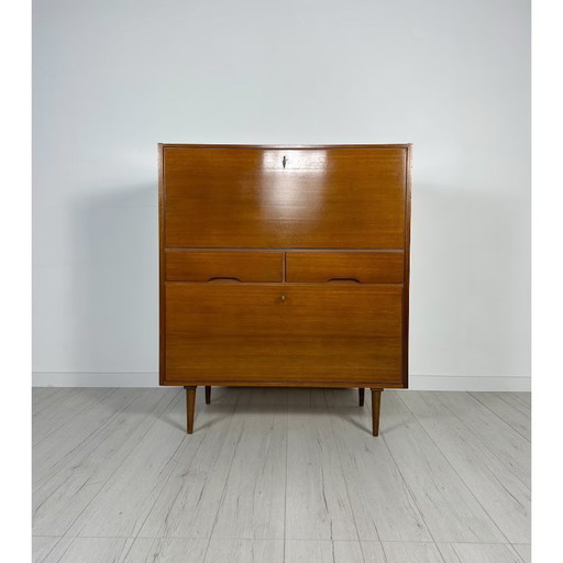 Vintage Minimalistic Walnut Cabinet Secretary 60s
