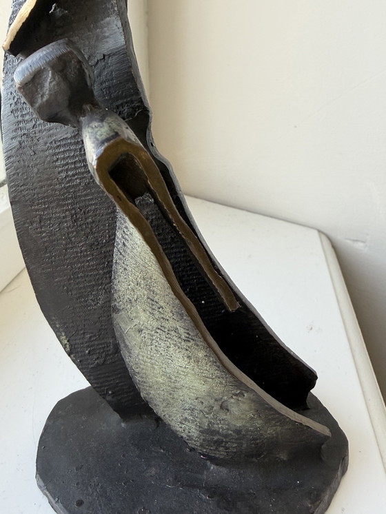 Image 1 of Renée van Leusden (Netherlands, 20th century) Stylized bronze sculpture – Standing female figure Signed and dated 1995