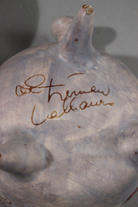 Image 1 of Marie Christine Treinen a Cerenne Vallauris - Grande vaso treppiede coperto, anni '50