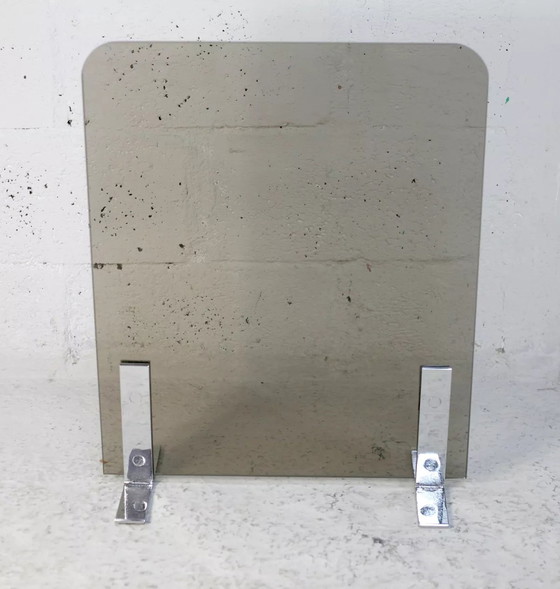 Image 1 of Pare-feu Saint-Gobain, Acier Chromé et Verre Fumé, France