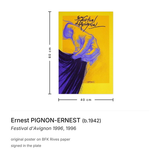 Image 1 of Manifesto Ernest PIGNON-ERNEST Festival d'Avignon 1996