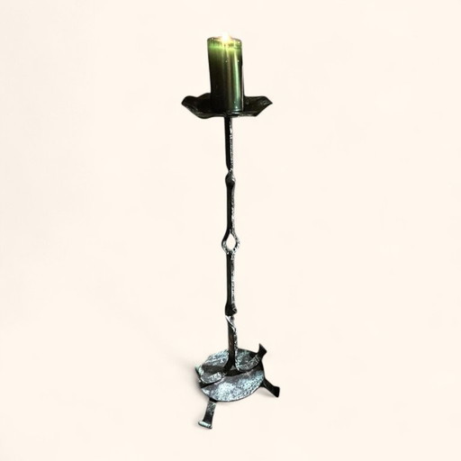 Solid cast iron stand candlestick with patina, Mid - Century 1960s