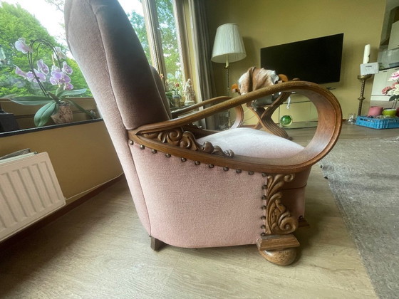 Image 1 of Set van 4 Art Deco fauteuils (ca. 1920-1950) | Opnieuw bekleed met roze fluweel