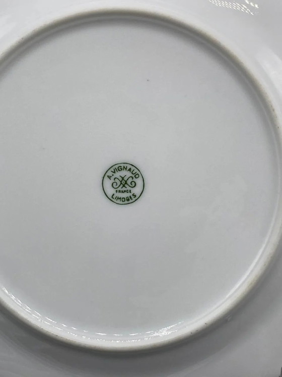 6 Limoges Porcelain Dessert Plates, A. Vignaud, Gilded Rim, 20 cm – Decorative Objects (photo 3 of 4)