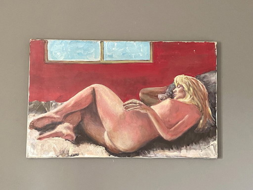 Oil on canvas. 1970. Reclining woman. 60x40.