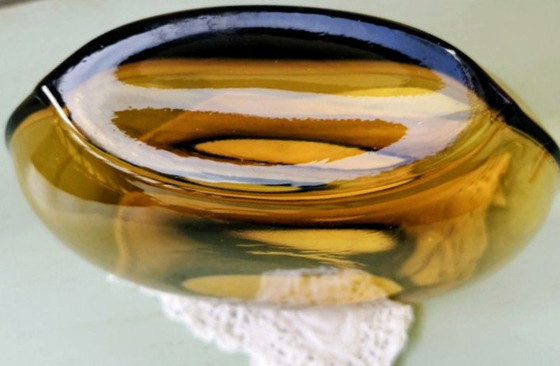 Image 1 of Amber art vase. Characteristic Sommerso technique.
