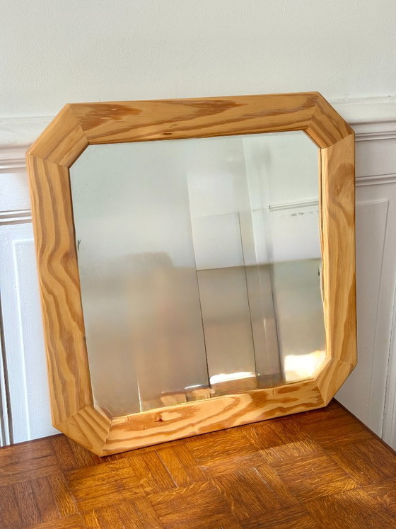 Espejo octogonal de madera clara. – Glass, Wood (photo 5 of 10)