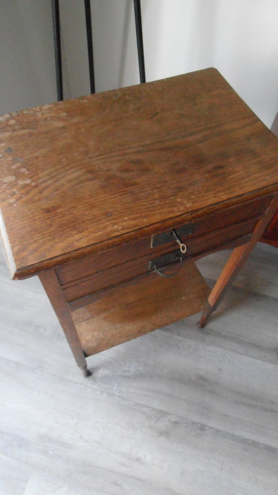 Image 1 of Dressing table - Sidetable with faceted mirror & drawer, 4 compartments