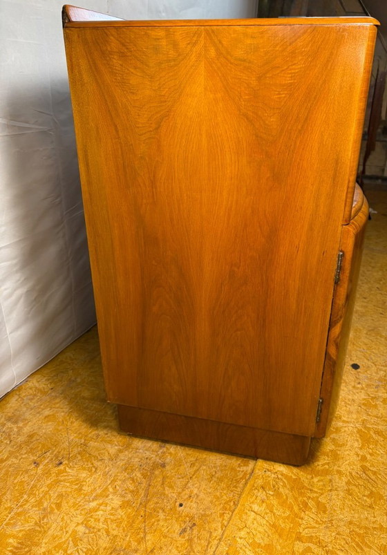 Image 1 of Art Deco Vintage Burr Walnut Cocktail Cabinet / Sideboard by Beautility Circa 1930–1940  A truly stunning Art Deco cocktail cabi