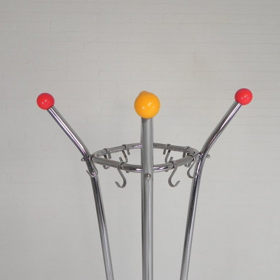 Image 1 of Rare chrome coat rack with colored balls, 1950s