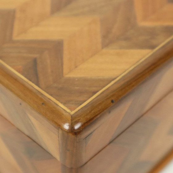 Image 1 of Schmuckkästchen aus Holz, Chevron-Muster, Art Deco