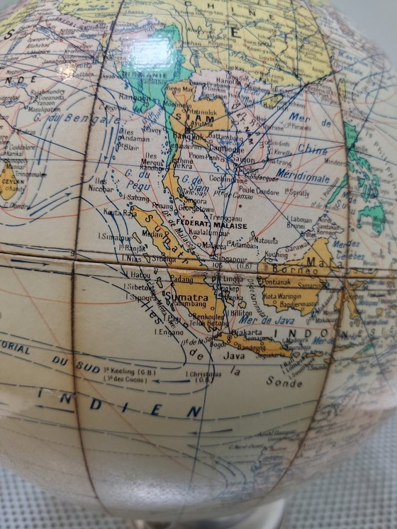 Image 1 of Mappamondo educativo vintage Girard, Barrère & Thomas – 1957 – Gioiello storico e decorativo