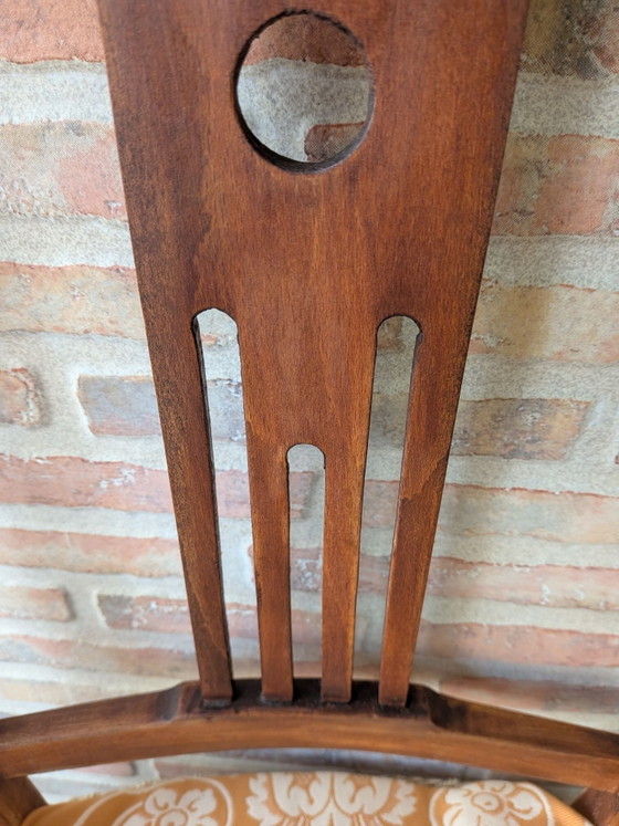 Antieke stoel, Kuipstoelen, Textiel, Hout, Beige (foto 10 van 14)