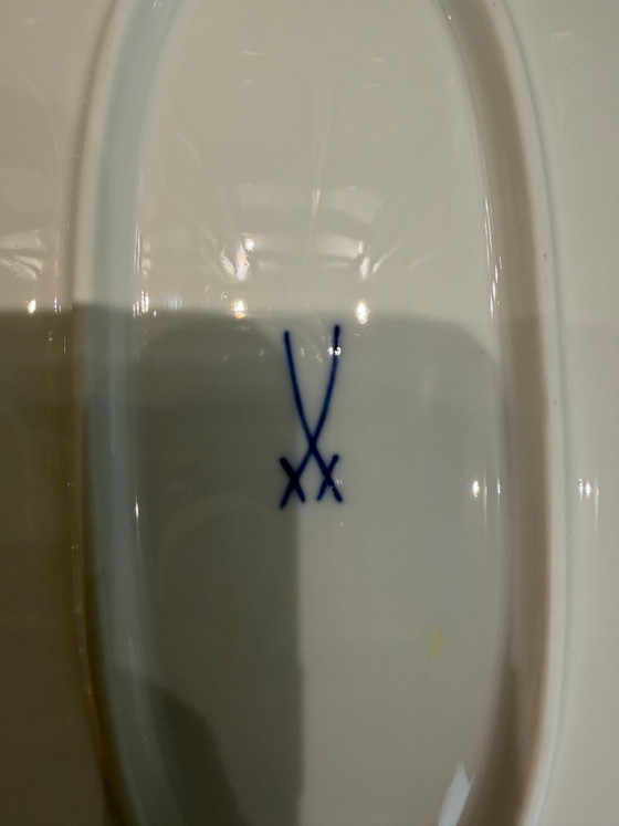 Image 1 of Original Meissen Zwiebelmuster – Große ovale Servierplatte – Form 298 – 42,5 × 33,5 cm – 1. Wahl
